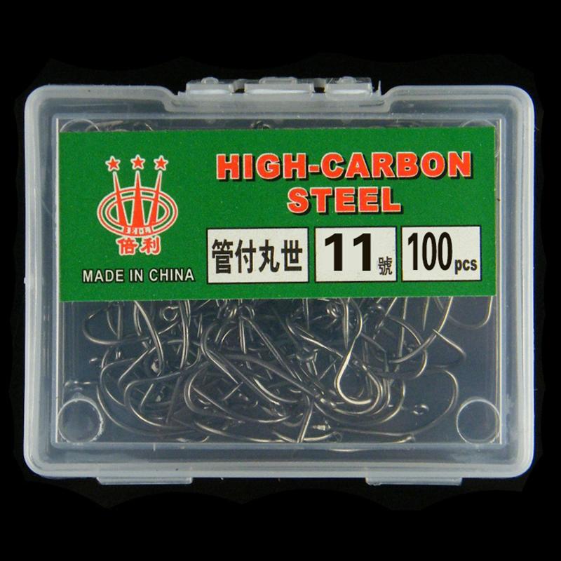 100 шт. крючков Maruse в коробке из черной высокоуглеродистой стали для морской рыбалки с кольцом и колючей проволокой