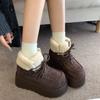 Ретро матовые короткие хлопковые сапоги для женщин на осень и зиму 2025, новые бархатные теплые пушистые на толстой подошве хлопковые туфли
