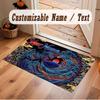 Octopus Sea Life Theme Crystal Velvet Floor Rug Personalized Custom Name Text Warm Carpet Home Decoration