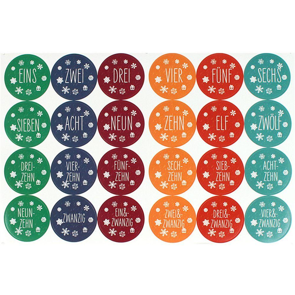Merry Christmas Gift Stickers Advent Calendar Number Paper Stickers Gift Packaging Labels Decor Greeting Album Lable Stickers