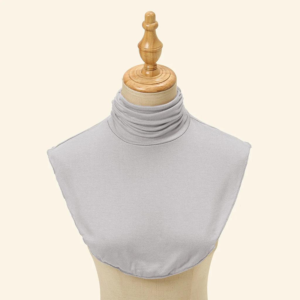 New Womens Muslim Modal Fake False Collar Islamic Hijab Extensions Turtleneck High Neck Cover Warmer Bright Solid Color Half Top