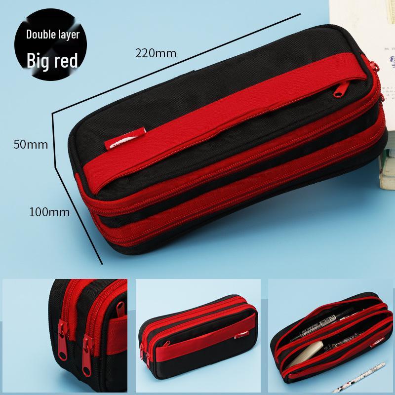 Минималистичный двухслойный пенал большой вместимости для учеников начальной школы - Дизайн, вдохновленный интернет-знаменитостями