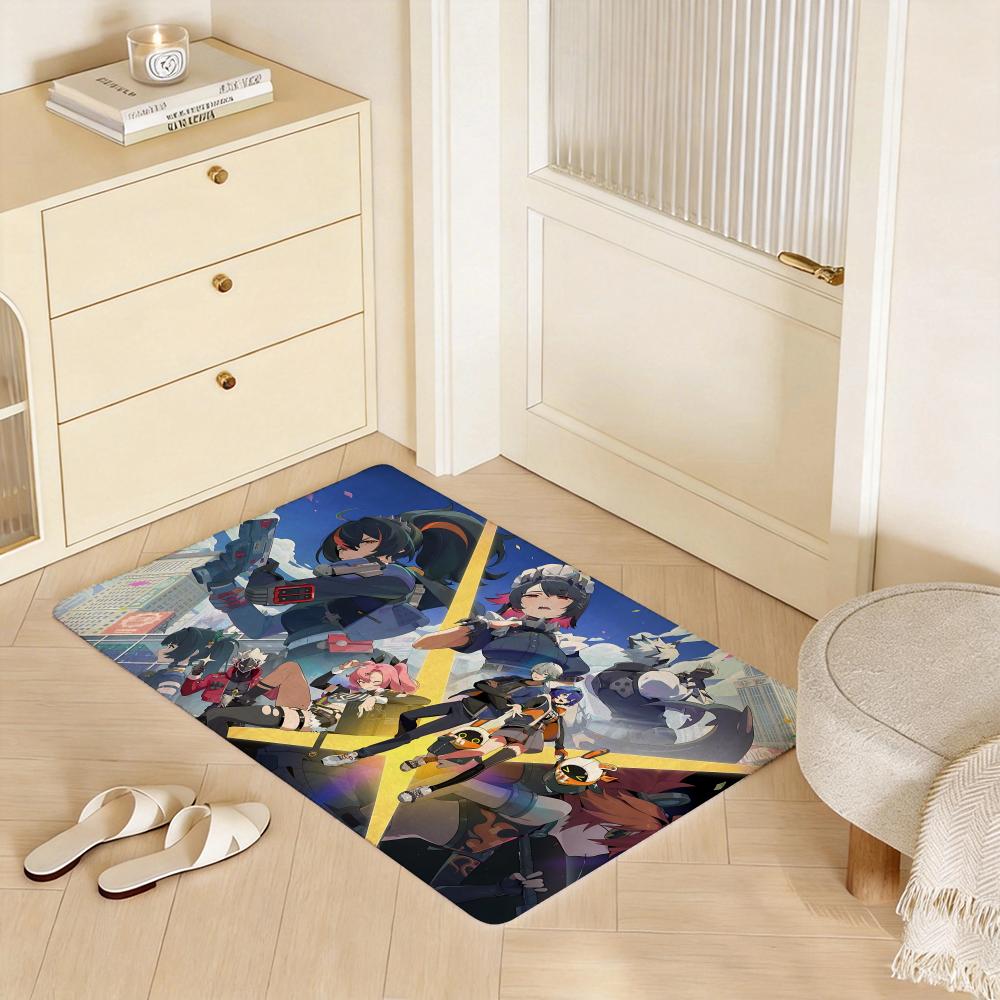 Game Zenless Zone Zero ZZZ Floor Mat Eco Flannel Doormat Non Slip Odorless Indoor Floor Rug Soft Short Plush Home Mat
