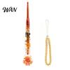 Smooth Surface Crochet Hook Floral Resin Hook, Dried Flower Clear Handle Metal Head with Beaded Wristlet for Arthritis Beginners