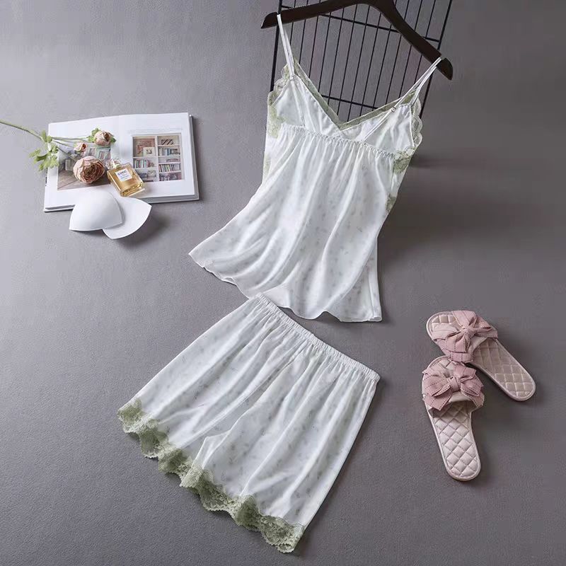 Pajamas sexy temptation women suspender nightgown nightgown set, imitation silk nightgown ice silk summer loungewear