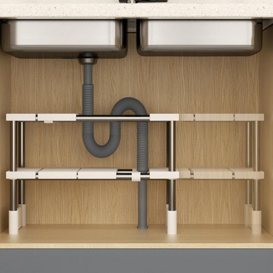 Органайзер для раковины. Расширяемая сверхпрочная металлическая полка. Прочная несущая одно-/двухслойная выдвижная полка для ванной комнаты.