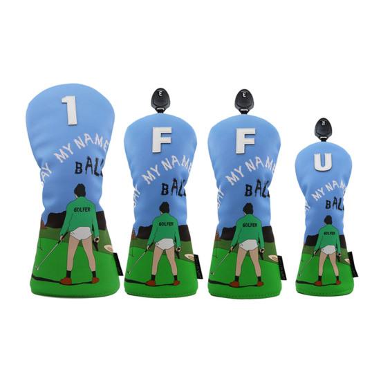 Чехлы для гольф-клюшек из искусственной кожи с мультяшным принтом, чехлы для головок паттеров для гольфа, гибридные чехлы для гольф-клюшек, аксессуары для драйверов, фервей, вудс