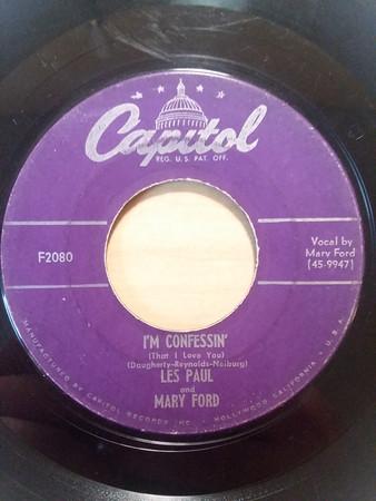 7-дюймовая пластинка LES PAUL MARY FORD Im Confessin That I Love You F2080 CAPITOL 1952 США Поп Б/у
