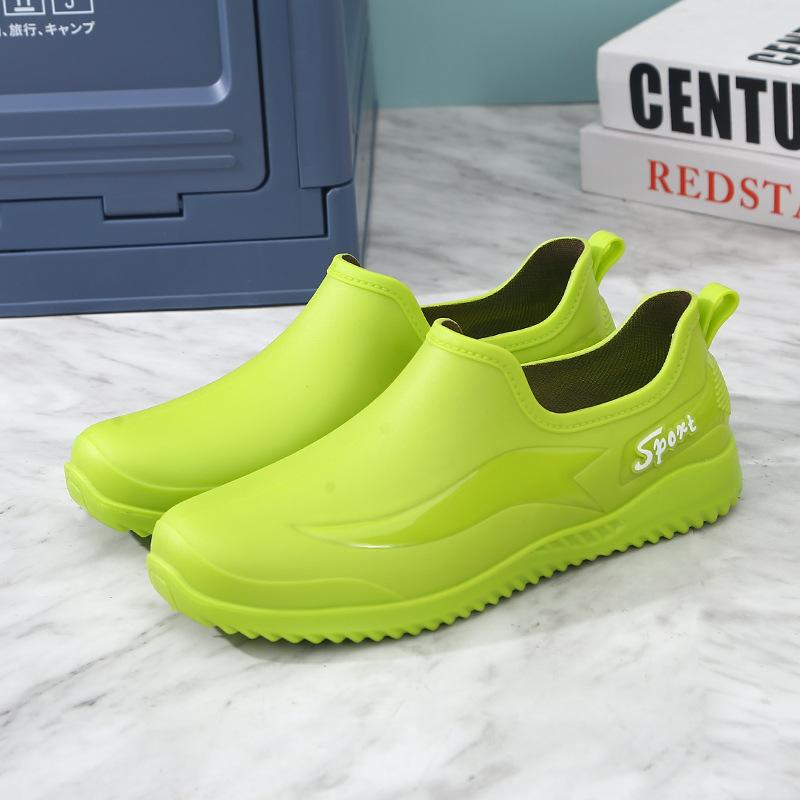 Низкие резиновые дождевые ботинки водонепроницаемые и нескользящие водные ботинки мужские взрослые теплые водонепроницаемые ботинки с мелким вырезом нескользящие резиновые ботинки