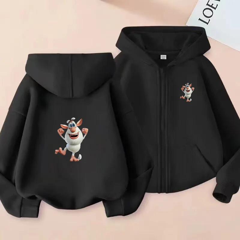 Black Booba Cartoon Kids Tracksuit Short Sleeve Tee + Shorts 2PCS Set for Toddlers to Teens