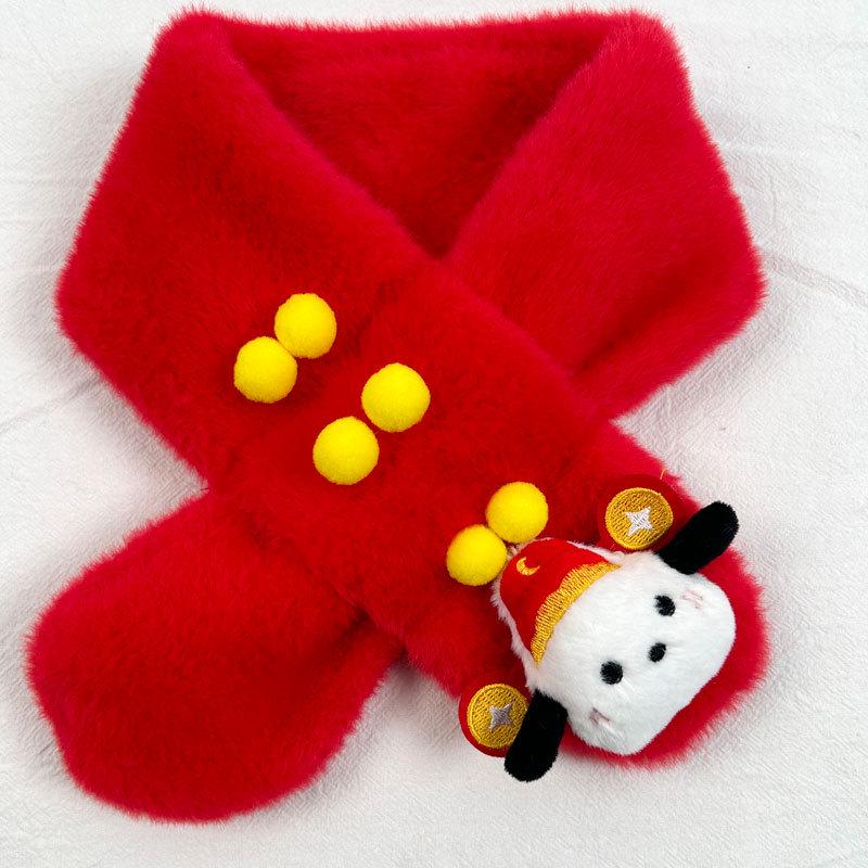 Children's Festive Winter Scarf - Warm, Thick Chinese Style Neck Gaiter for Boys and Girls