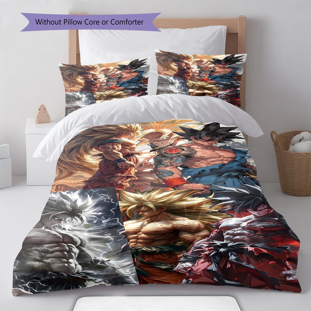 Dragon Ball Front View Pose Bedding Set Anime Duvet Cover Polyester Soft Comforter Set -QJY
