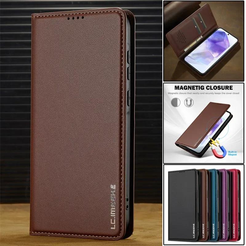 Магнитный кожаный чехол-книжка для Samsung Galaxy S25 Edge S24 FE S23 Plus S22 S21 Ultra A16 A36 A56 A15 A55 Кошелек с обложкой для карт