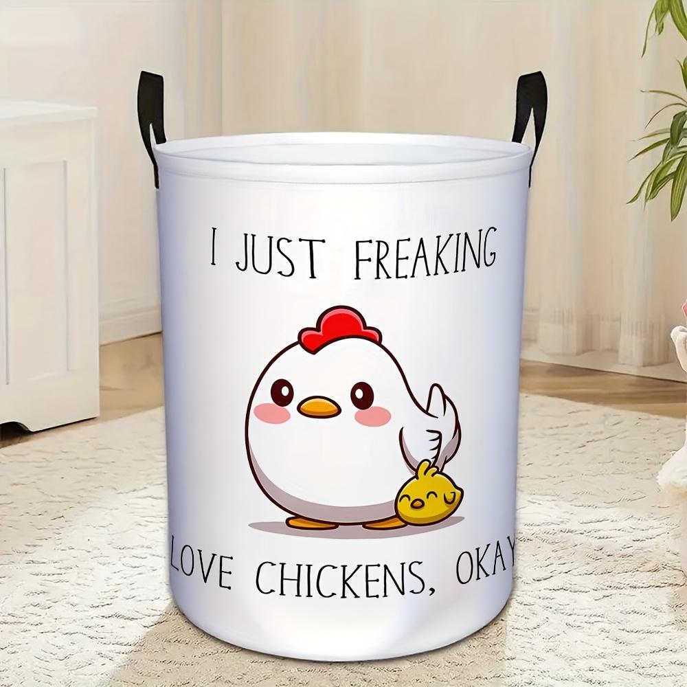 1pc, Laundry Hamper Chicken Cartoon Pattern, Laundry Basket with Handles Freestanding Clothes Hamper for Laundry Room Bedroom Bathroom College Dorm, L