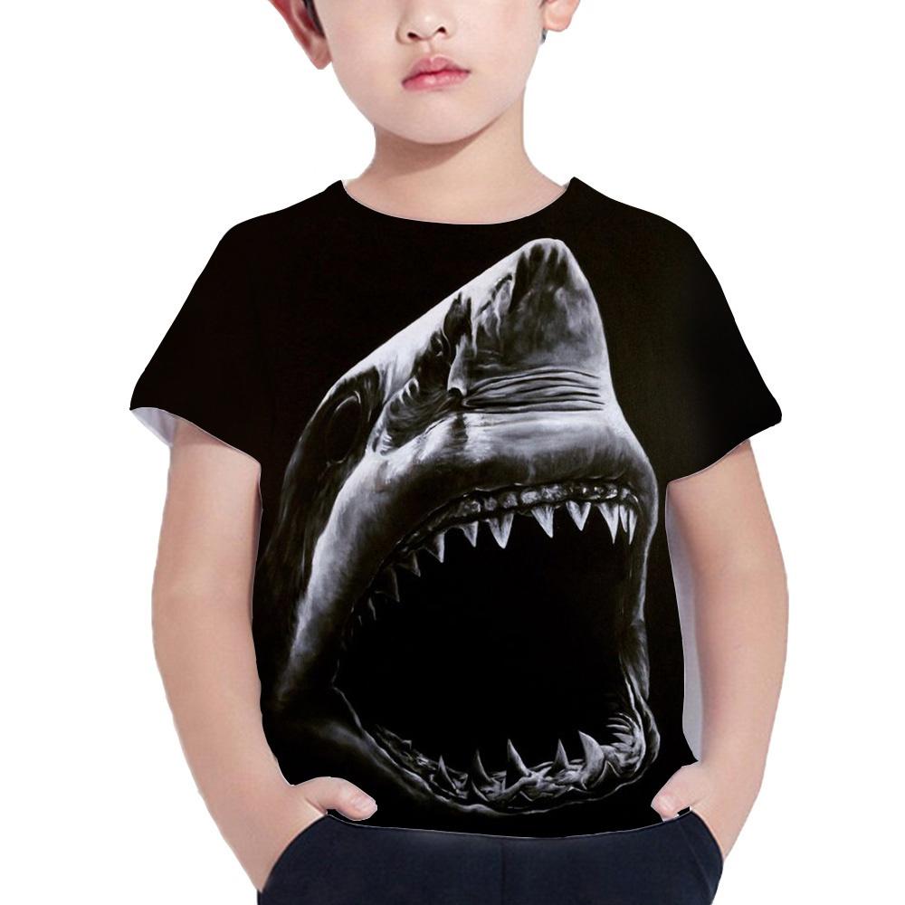 Футболка с изображением акулы, детская одежда, летняя футболка с изображением животных, синяя футболка с морским принтом для мальчиков, детский топ, 2023, футболки с короткими рукавами и 3d принтом для девочек