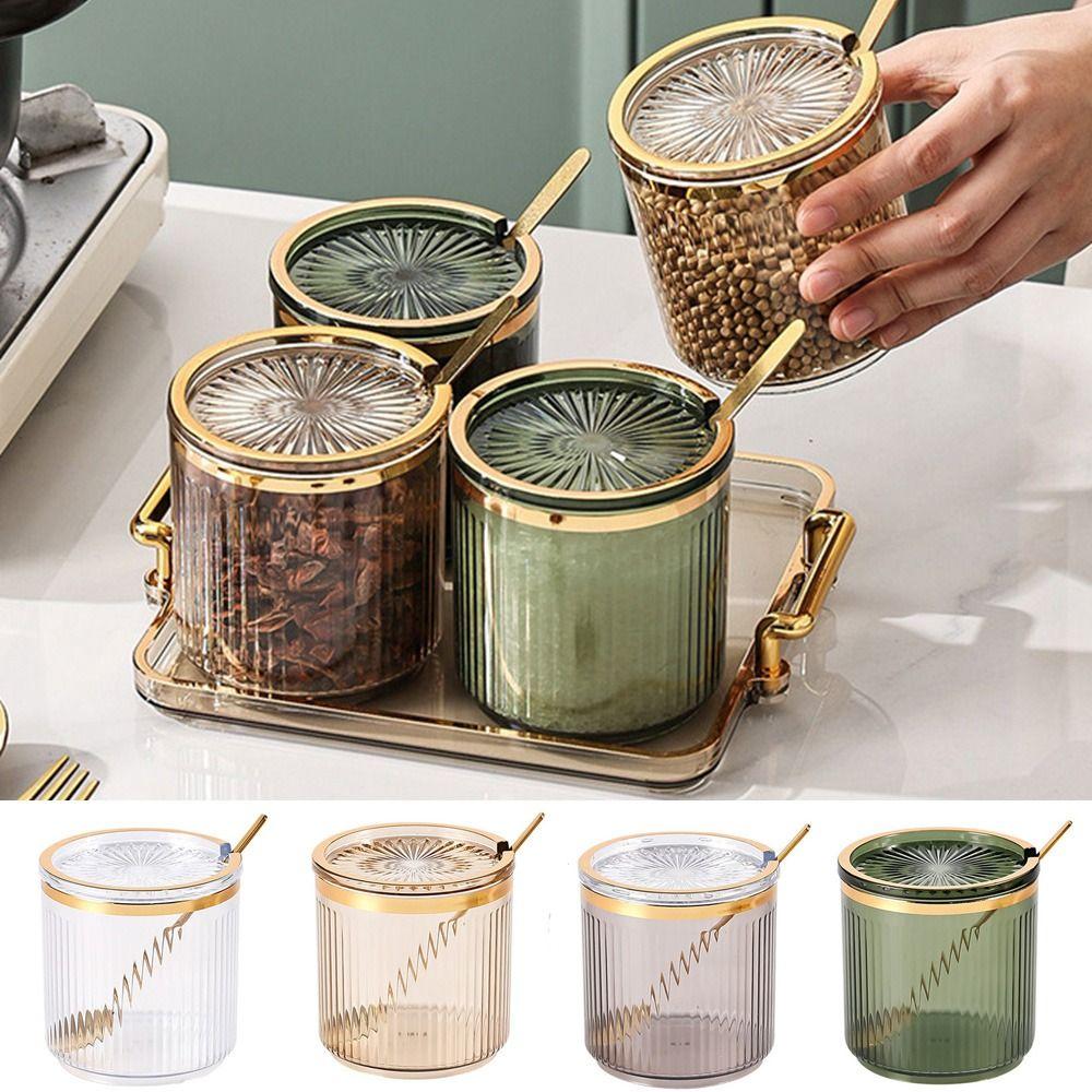 European Style Seasoning Storage Jar Transparent Spice Container Food Storage Organizer  Chili