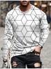 Stylish Geometric Triangle Print Long Sleeve T-shirt, Casual Fashion Top for Men