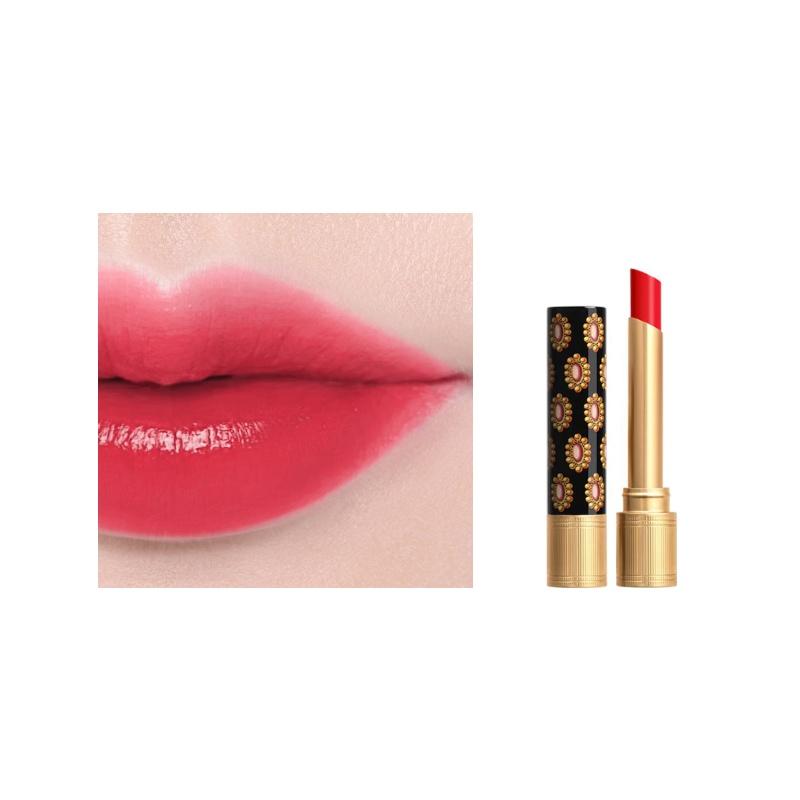 Gucci Блеск для губ Gem Lips Помада с цветной глазурью Кремовая увлажняющая помада в тонкой упаковке Цветной стеклянный блеск для губ Косметика #514 Virginia Scarlet без подарочной упаковки