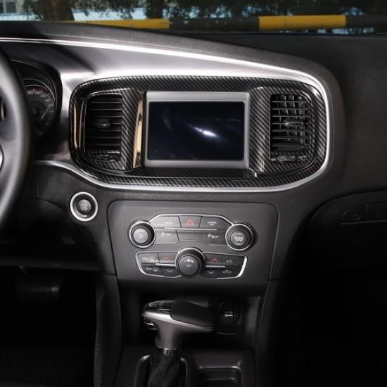 Interior GPS Navigation Panel Cover Trim For Dodge Charger 2015+ Carbon Fiber