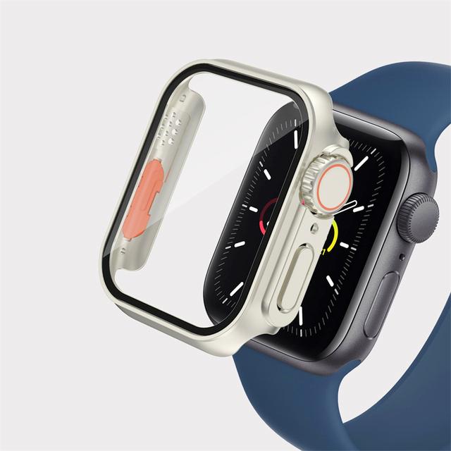 Glass+Case for Apple Watch 44mm 45mm 41mm 40mm 42mm 38mm Screen Protector Cover Change Ultra Bumper iWatch Series 9 8 7 SE 6 5 3