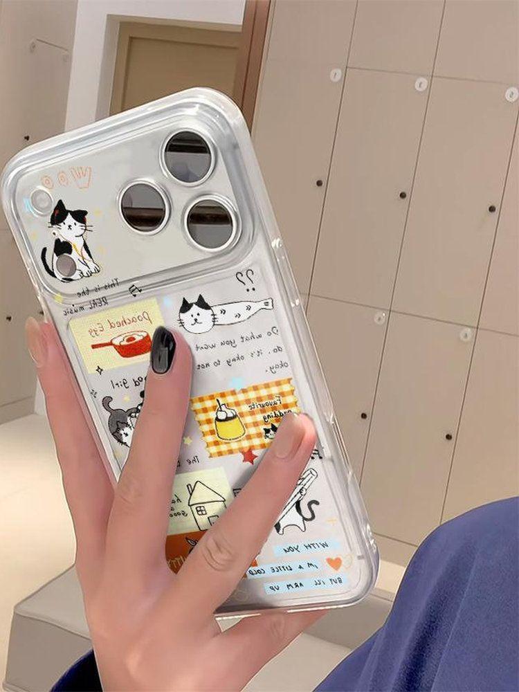 Забавный милый прозрачный мягкий чехол для телефона с кошкой для iPhone 17 16 15 14 13 12 11 Pro Max 7 8 Plus Air Mini 16E ProMax