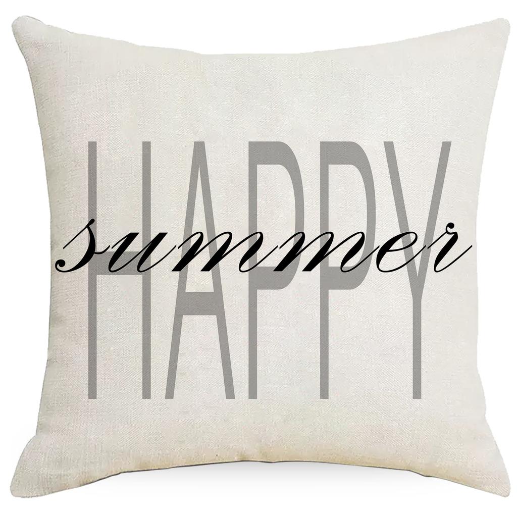 Spring and Summer Daisy Flowers Printed Linen Pillowcase Simple Gray Home Living Room Bedroom Decoration Pillowcase