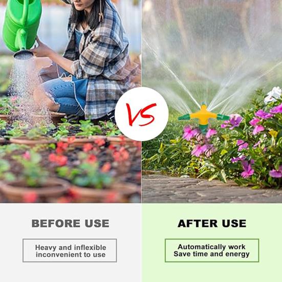 Вращающийся на 360 градусов спринклер для газона, большая площадь покрытия, регулируемая система полива сада, простой в установке спринклер с колышком