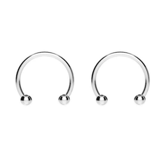 2Pcs Stainless Steel Horseshoe Shape Hoop Nose Ring Earring Studs Body