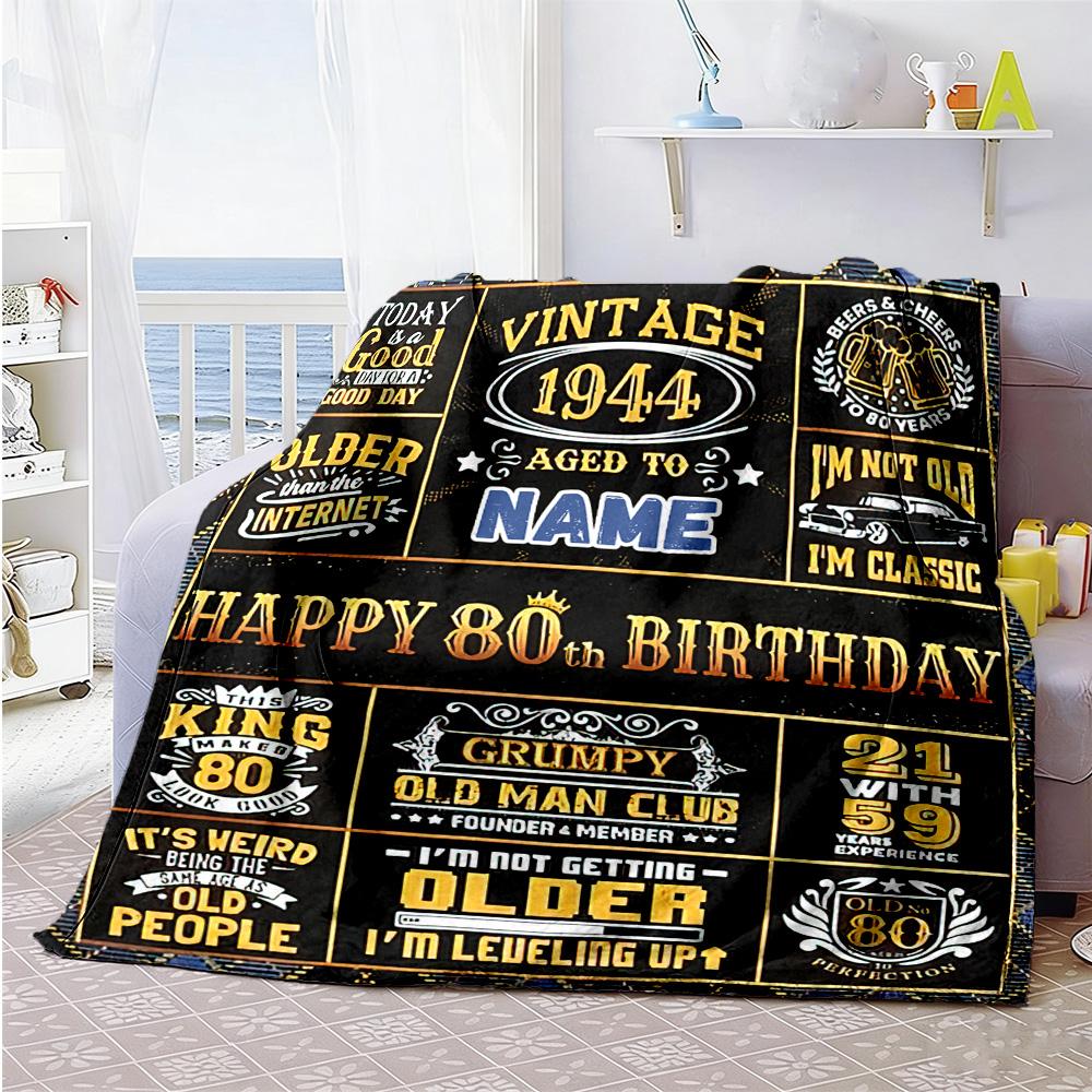 Birthday Customize Text Blanket Cozy Customizable Blanket Durable Comfort Versatile for Chair Sofa Bedding Home Decor Four Seasons Universal