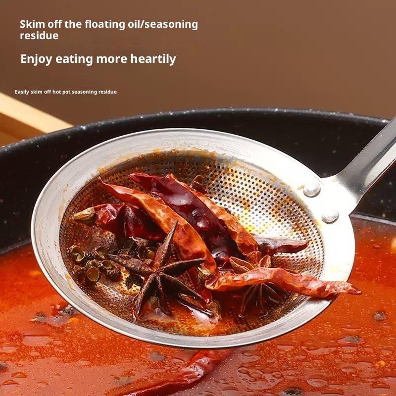 Скиммер из нержавеющей стали с мелкой сеткой для снятия жира, ложка-дуршлаг, фильтр для жира/масла/пены с ручкой, кухонный инструмент