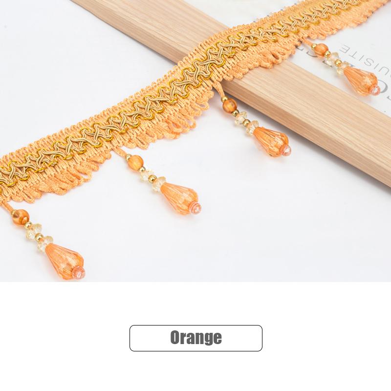 11.5 Meter Curtain Tassel Trim Pumpkin Crystal Bead Ribbon For Sewing Curtain Fringe Macrame Decoration Upholstery Fabric