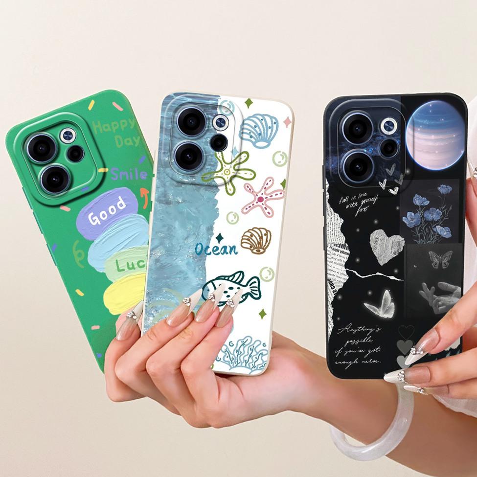 Чехол для Oppo Reno 15F CPH2801 Чехол-обложка для Oppo Reno15 FS CPH2801 Милый Кавайный Роскошный Модный Цветочный Крутой Расписной Силиконовый Корпус