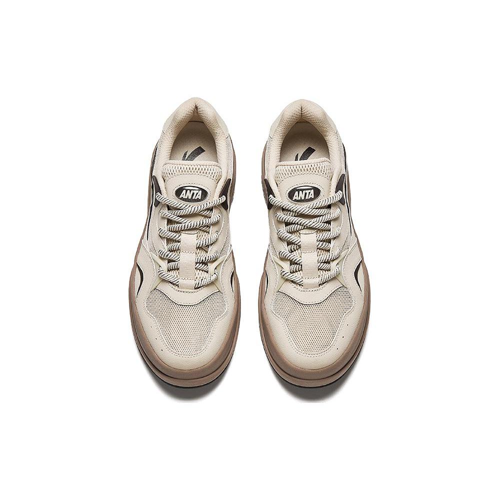 New Anta Seaweed Cushioned Wear Resistant Lightweight Height Increasing Low Top Skateboard Shoes Men's Brown 912428011-5