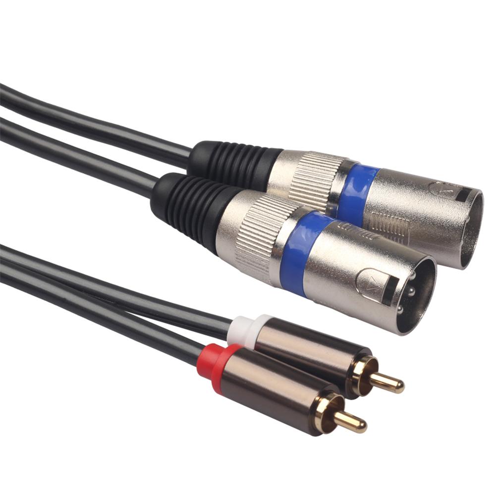 Кабель-переходник с двойным разъемом XLR на двойной разъем RCA, патч-кабель для аудиосигнала, 1,5 м/4,9 фута, черный