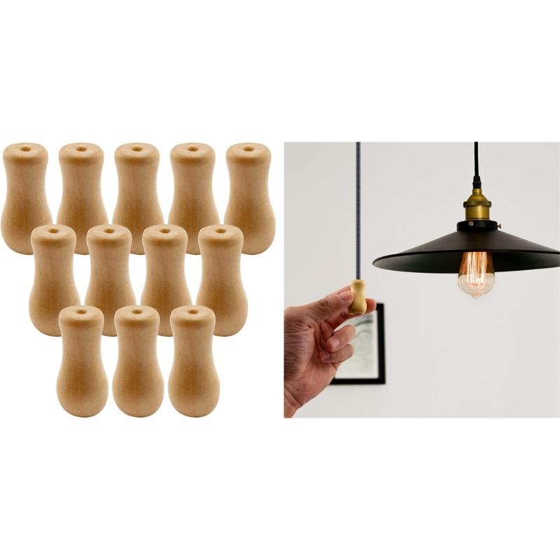 12 Pack Window Blind Wood Cord Tassels Knobs Cord Drapery Hangings Bead Drop Balls Pulls End for DIY Craft Home Curtain