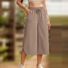 Женские весенне-осенние модные базовые однотонные брюки-капри с высокой посадкой и широкими штанинами с карманом