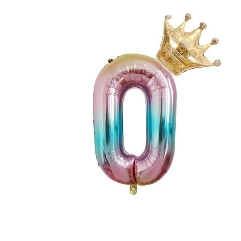 32-дюймовый градиентный шар из алюминиевой фольги 12-дюймовый коронный шар для украшения дня рождения цифровой радужный шар ADM
