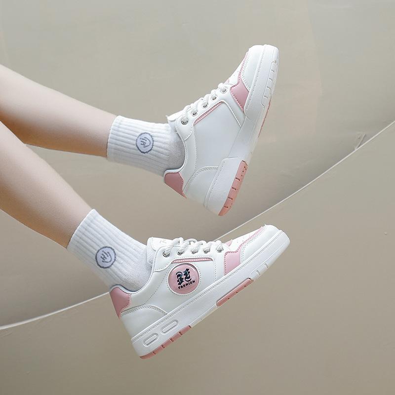 Women's Lightweight Platform Chunky Sneakers Non-slip Breathable Lace-up Walking Shoes Sport Shoes PU Leather Casual Running Sneakers for Female