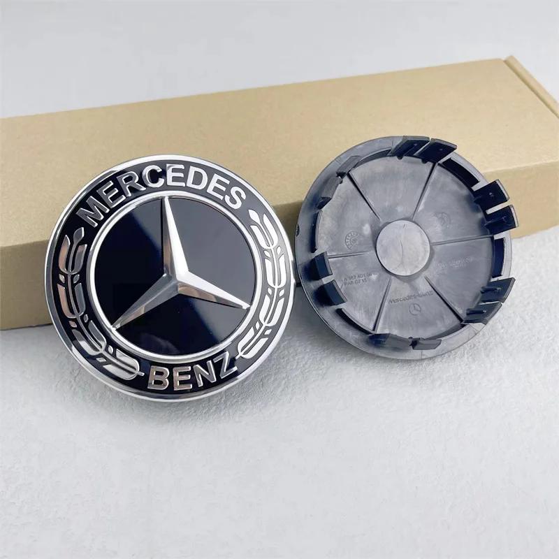 XCCWN1 For Mercedes Benz 4pcs 75mm For Mercedes Benz Car Wheel Center Cap Rim Hub Caps Emblem W202 W220 W213 W210 W164 E200 E260 E300