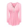 Fall And Winter New Women's Clothing V-neck Button Solid Color Long-sleeved T-shirt Women