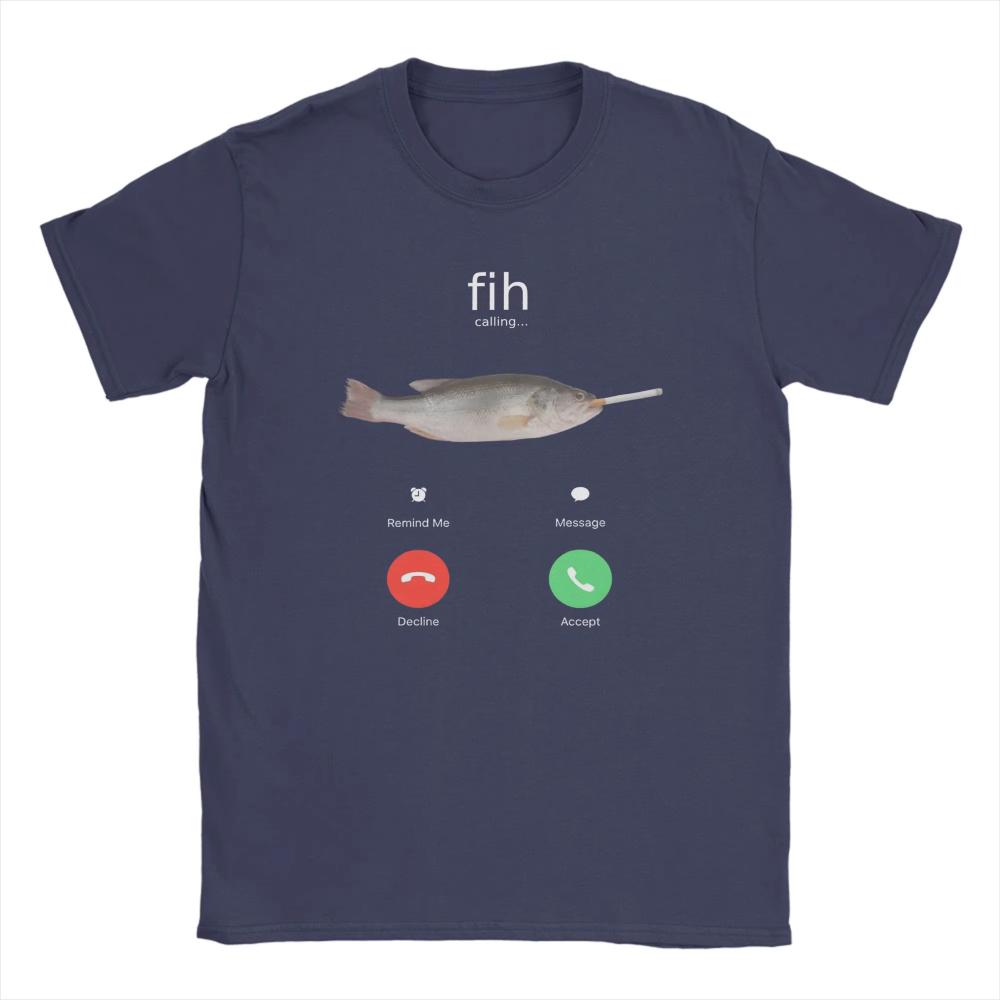 Новая футболка Fih Calling для мужчин и женщин, с круглым вырезом, из чистого хлопка, с изображением курящей рыбы, с коротким рукавом, графическая одежда