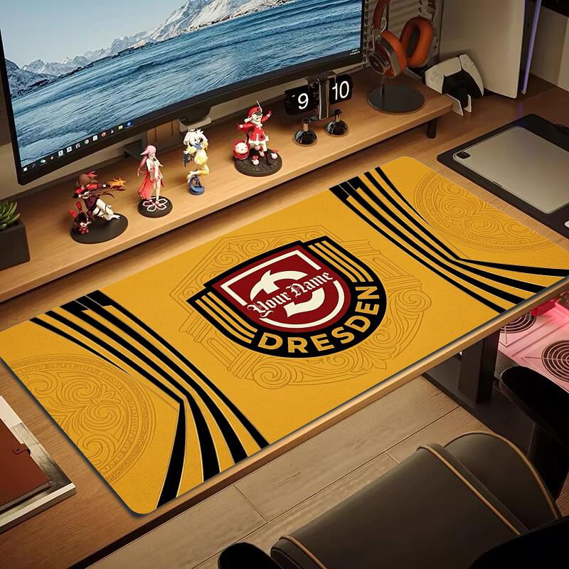 Dynamo Dresden Коврик для мыши с индивидуальным именем Большого размера Большая подушка для игрового стола Нескользящий Коврик для ноутбука и планшета XXL Коврик для мини-ПК с заблокированным краем