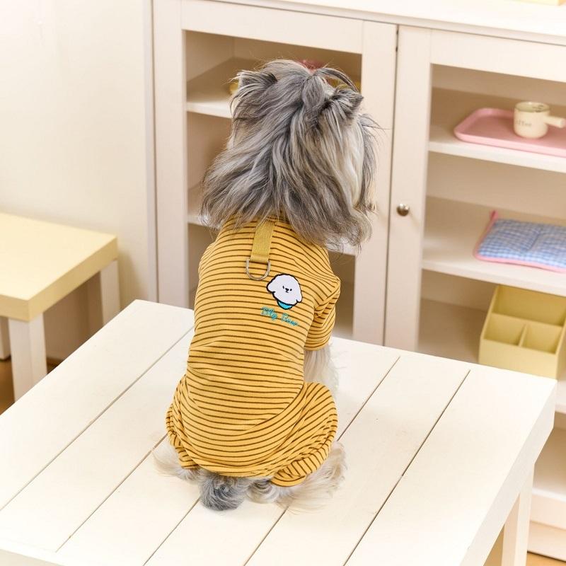 Striped Dog Clothes Fleece Dog Jumpsuit Autumn Winter Dog Coat Cat Clothing Cute Pet Costumes Chihuahua Undershirts Dog Pajamas