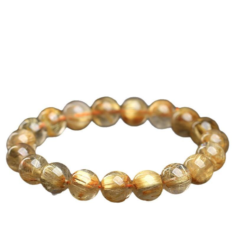 Hongchu Crystal Natural Icy Golden Titanium Crystal Bracelet Ice-like rough golden rutilated quartz titanium crystal bracelet