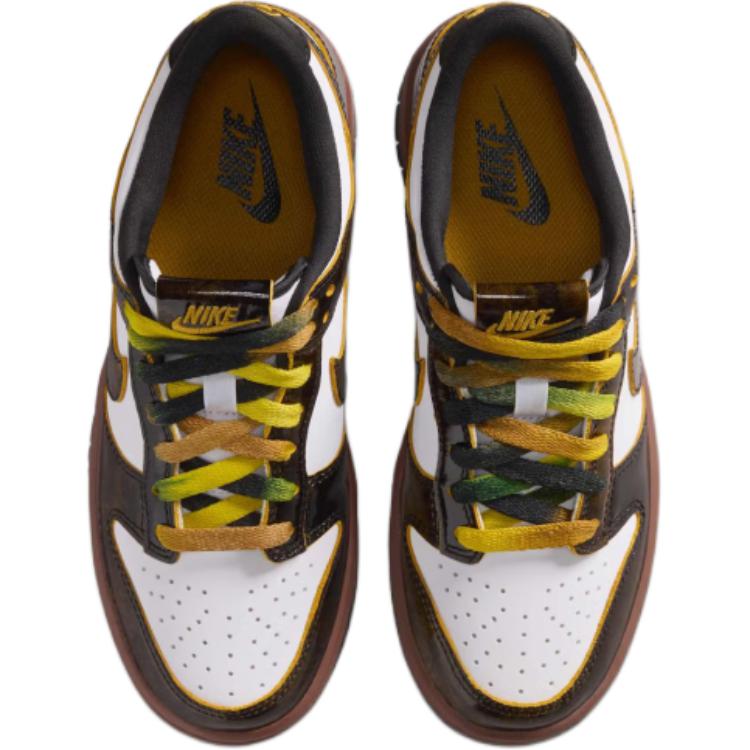 Nike Dunk Low SE GS Panda-Monium Pack - Fauna Brown Kids Sneakers White Black Bright-Citron HQ9294-100