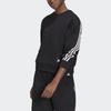 adidas Свитшот женский с тремя полосками по бокам, свободного кроя, с круглым вырезом, черный GL0343