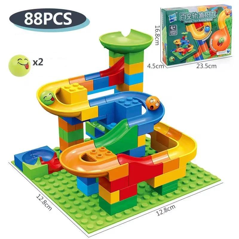 84-514 шт., небольшие мраморные блоки для бега, лабиринт, шариковая дорожка, строительные блоки, пластиковая воронка, горка, сборка, кирпичи «сделай сам», детский подарок