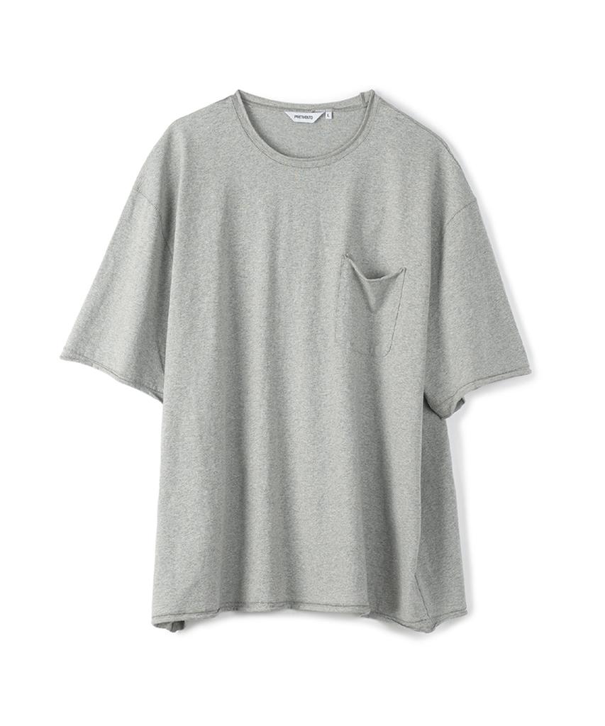 PARTIMENTO Raw Edge Pocket Tee Melange Grey