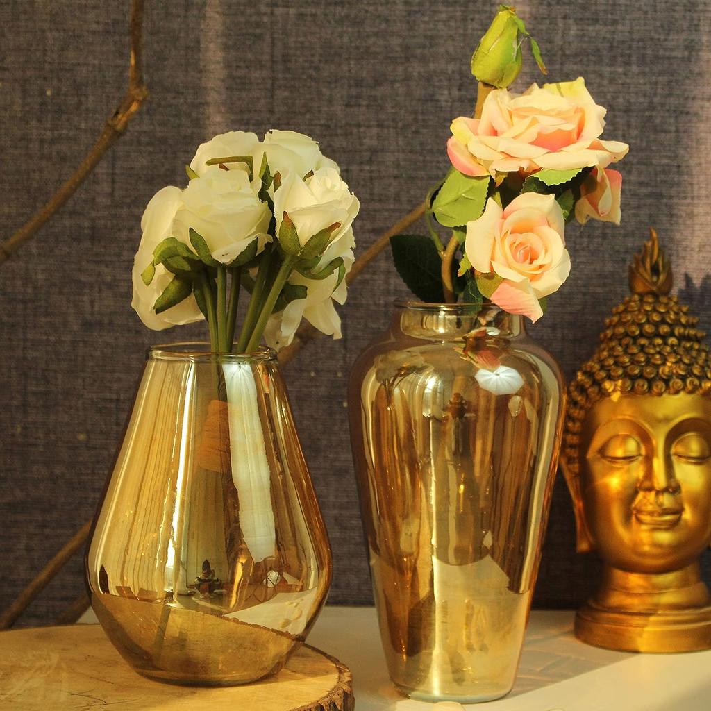 Набор из 2 декоративных стеклянных ваз для домашнего декора цветов (Цветы не включены)