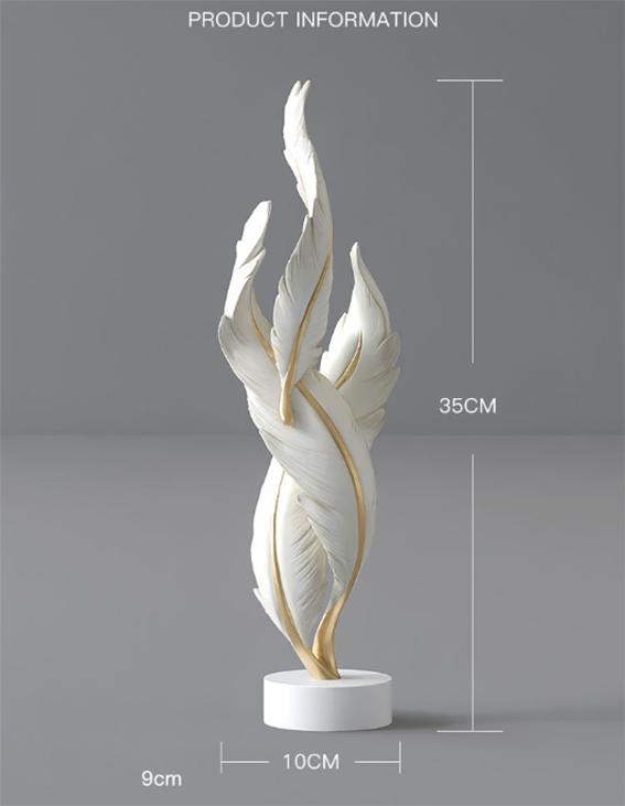 Modern Creative Feather Resin Accessories Office Store Table Figurines Decoration Home Furnishing Room TV Cabinet Sculpture Art